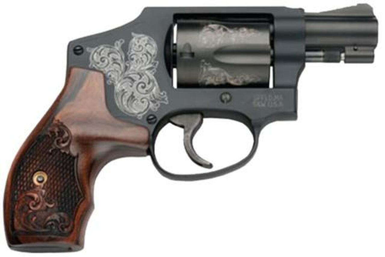 Image of Smith & Wesson SW Model 442 38 SPL 1 7/8" Snub Nose Barrel, Engraved Black & Grip, 5 Shot