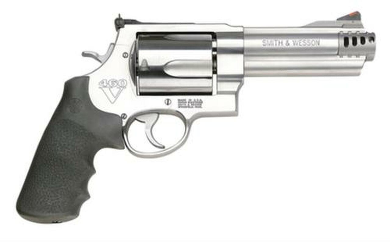 Image of Smith & Wesson 460XVR 460 S&W, 5" Barrel,Stainless Steel Frame, Satin Stainless Finish, Adjustable rear Sight, Rubber Grip, 5 Rounds