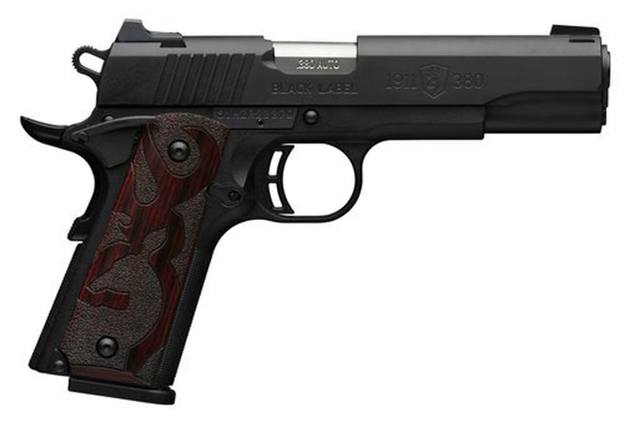 Image of Browning 1911, .380 ACP, 4.25" Barrel, 8rd, Wood Grips, Black