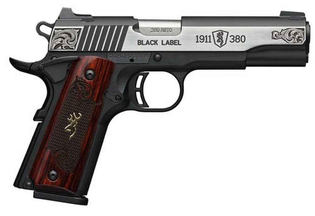 Image of Browning 1911 Black Label Engraved Medium 380 ACP, 3-Dot Sight, 4.25" Barrel