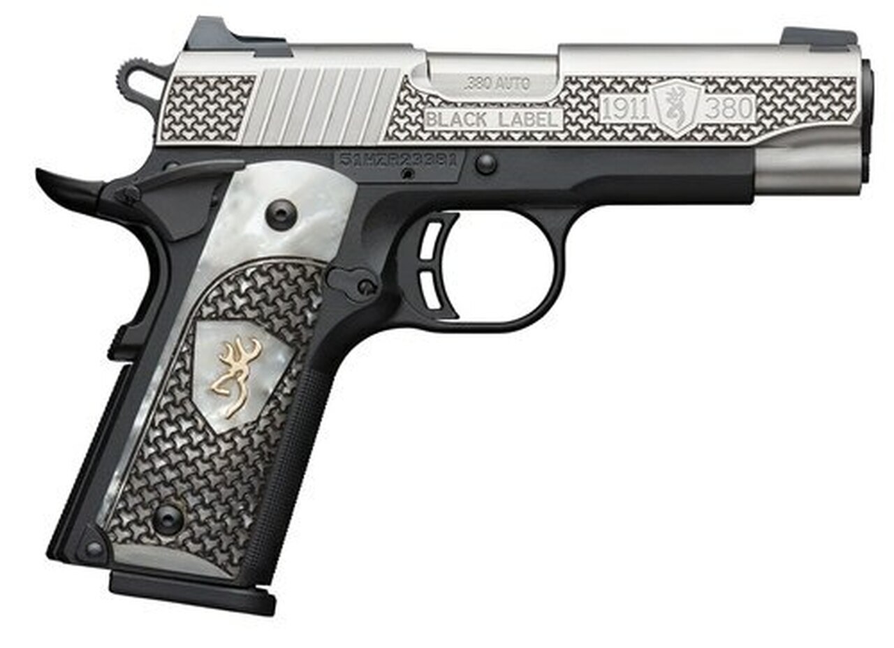 Image of Browning 1911-380 Black Label, .380 ACP, 3.62" Barrel, 8rd, Pearl Grips, Black/Stainless