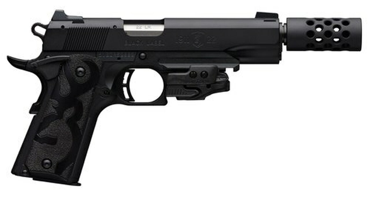 Image of Browning 1911 Black Label Crimson Trace Laser 22 LR, 4 7/8" Barrel, Suppressor Ready