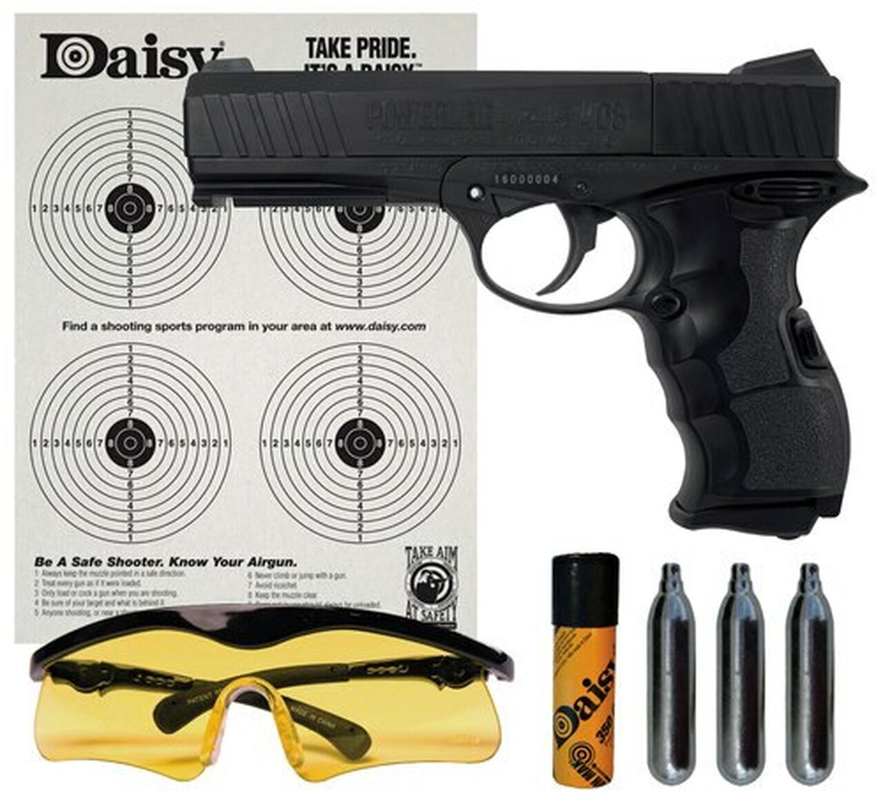 Image of Daisy PowerLine Air Pistol Kit .177 Pellet/BB Black CO2