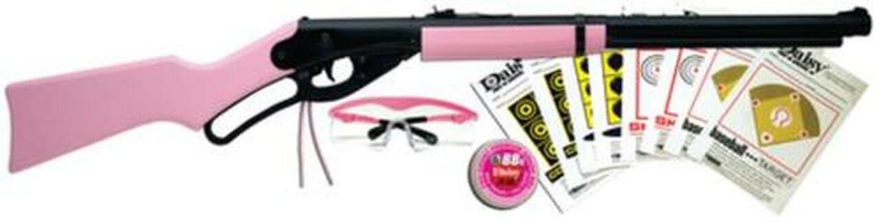 Image of Daisy Pink Model 1998 Fun Kit .177 Caliber Bb Rifle, Pink Shooting Glasses & Tin Of Bb's Plus Paper Targets