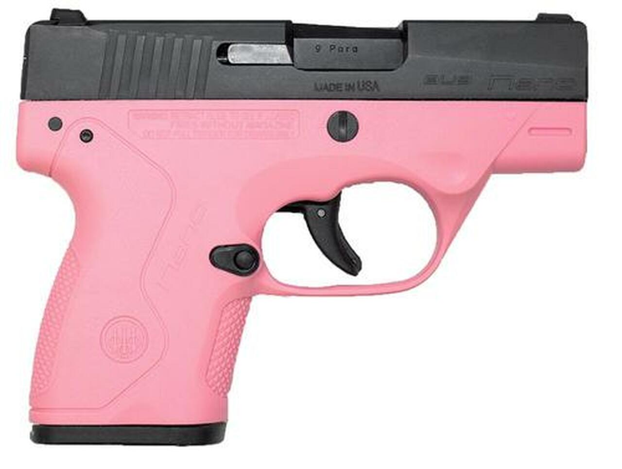 Image of Beretta Nano 9mm 3" Barrel Fixed Sights, Black Matte/Rosa Pink Frame, 8rd Mag