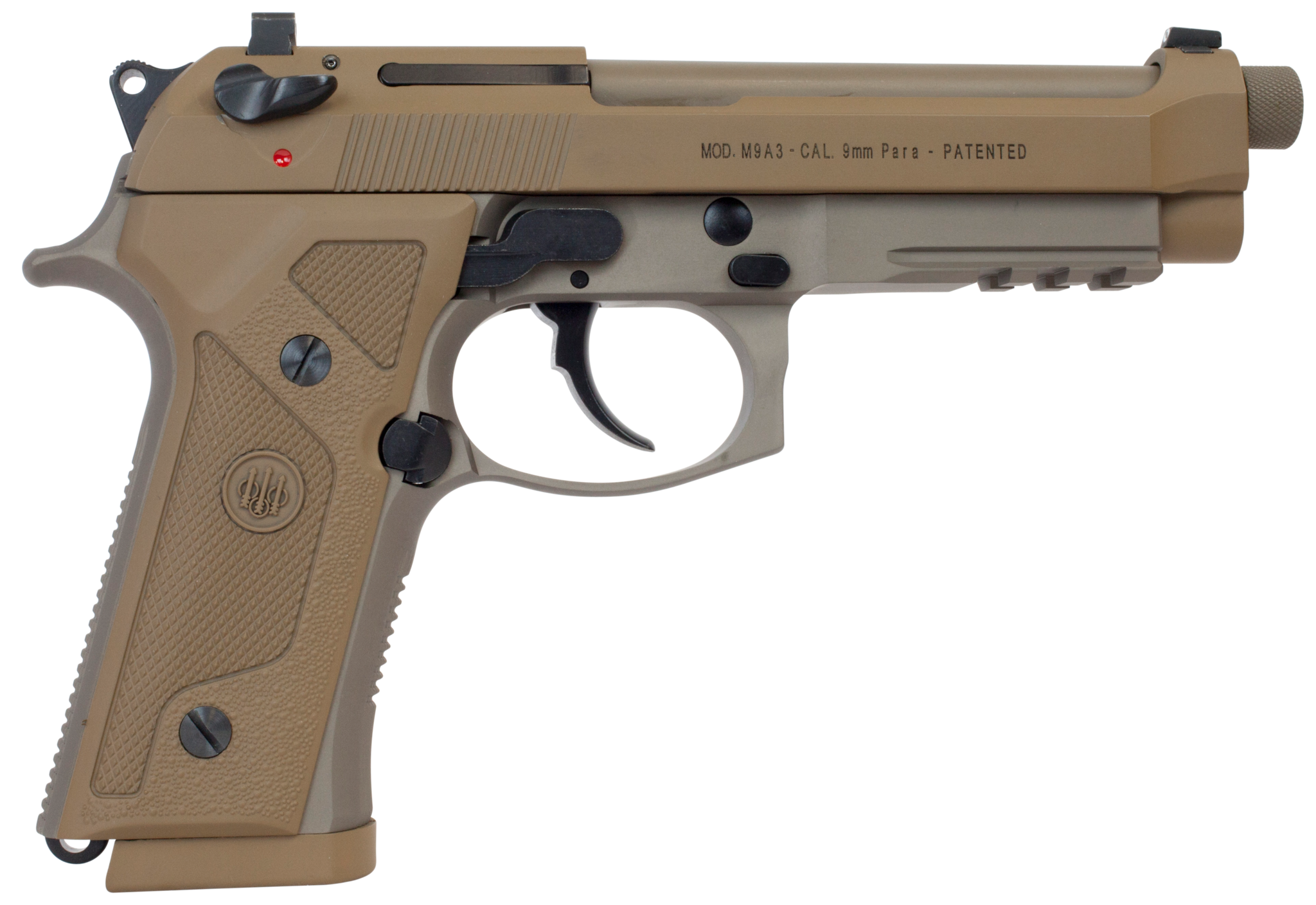 Image of Beretta M9A3 9mm, 5.2" Threaded Barrel, Alloy Frame, Flat Dark Earth, Tritium Night Sights, Ambidextrous Safety, 3 Magazines, 17 Rounds