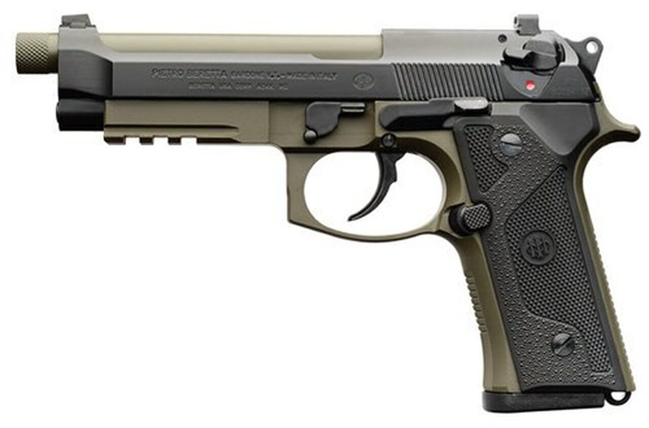 Image of Beretta M9A3 9mm, 5.1" Barrel, Black Slide, Green Frame, 10rd