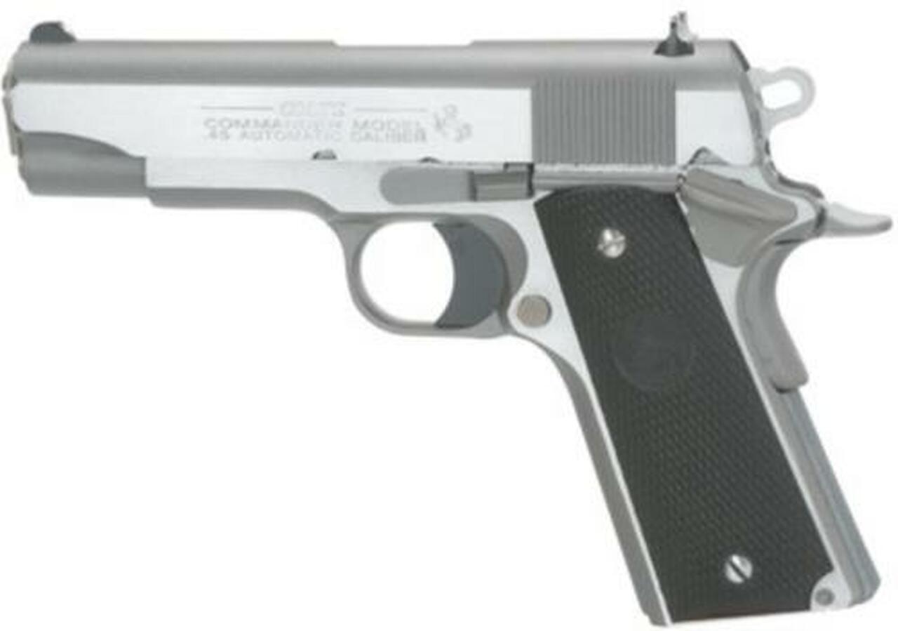 Image of Colt 1991 Commander Pistol, 45 ACP, 4.25", Black Rubber Grip, SS, 7rd