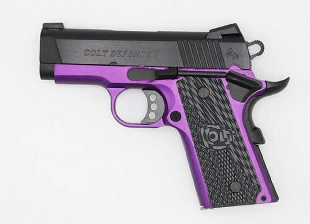 Image of Colt Violet Defender Purple Cerakote 45 ACP 4.25" Barrel Novak Sights G10 Grips 1 of 200