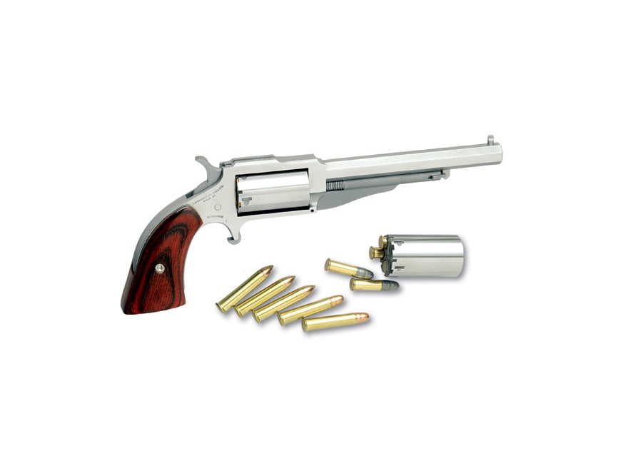 Image of North American Arms The Earl Mini-Revolver Pistol 22 Long Rifle/22 Winchester Magnum Rimfire (WMR) 4" Matt Stainless Barrel, 5-Round Wood Grip