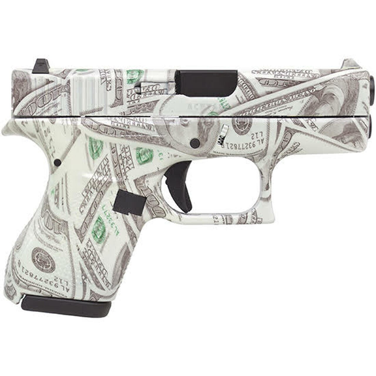 Image of Glock 42, .380 ACP, 3.25", 6rd, Glow in the dark $100 Bill Camo