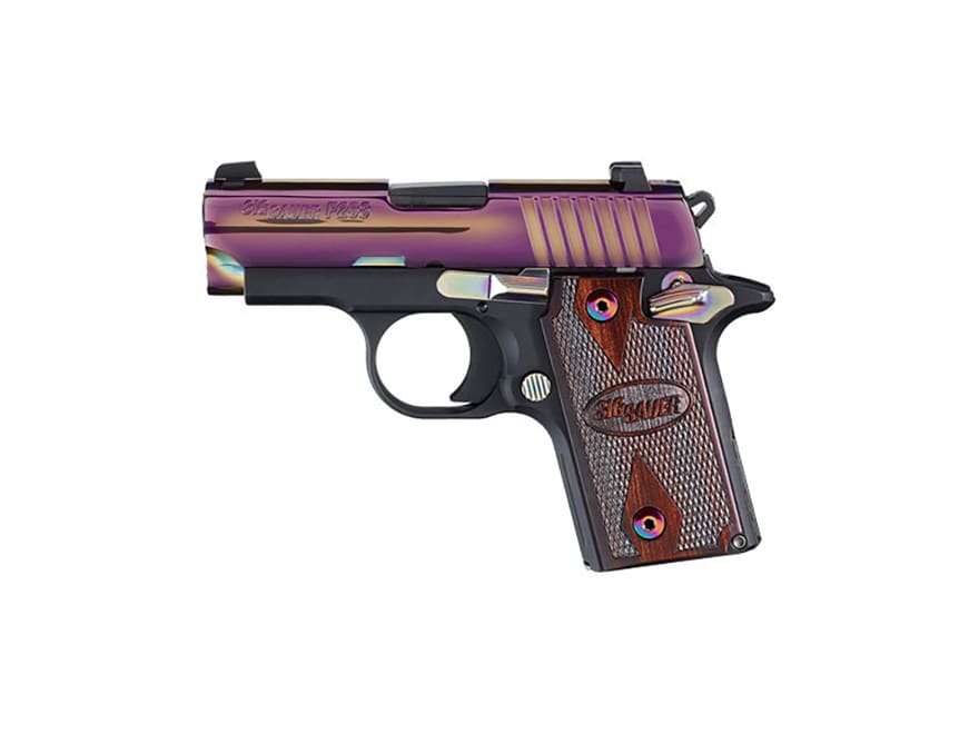 Image of Sig Sauer P238 Rainbow Pistol 380 ACP 2.7" Barrel 6-Round Siglite Night Sights Titanium Nitride Black Rosewood