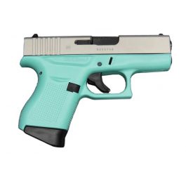 Image of Glock G43 9mm Silver Aluminum Cerakote and Robin Egg Blue Subcompact Pistol - UI4350204RESA