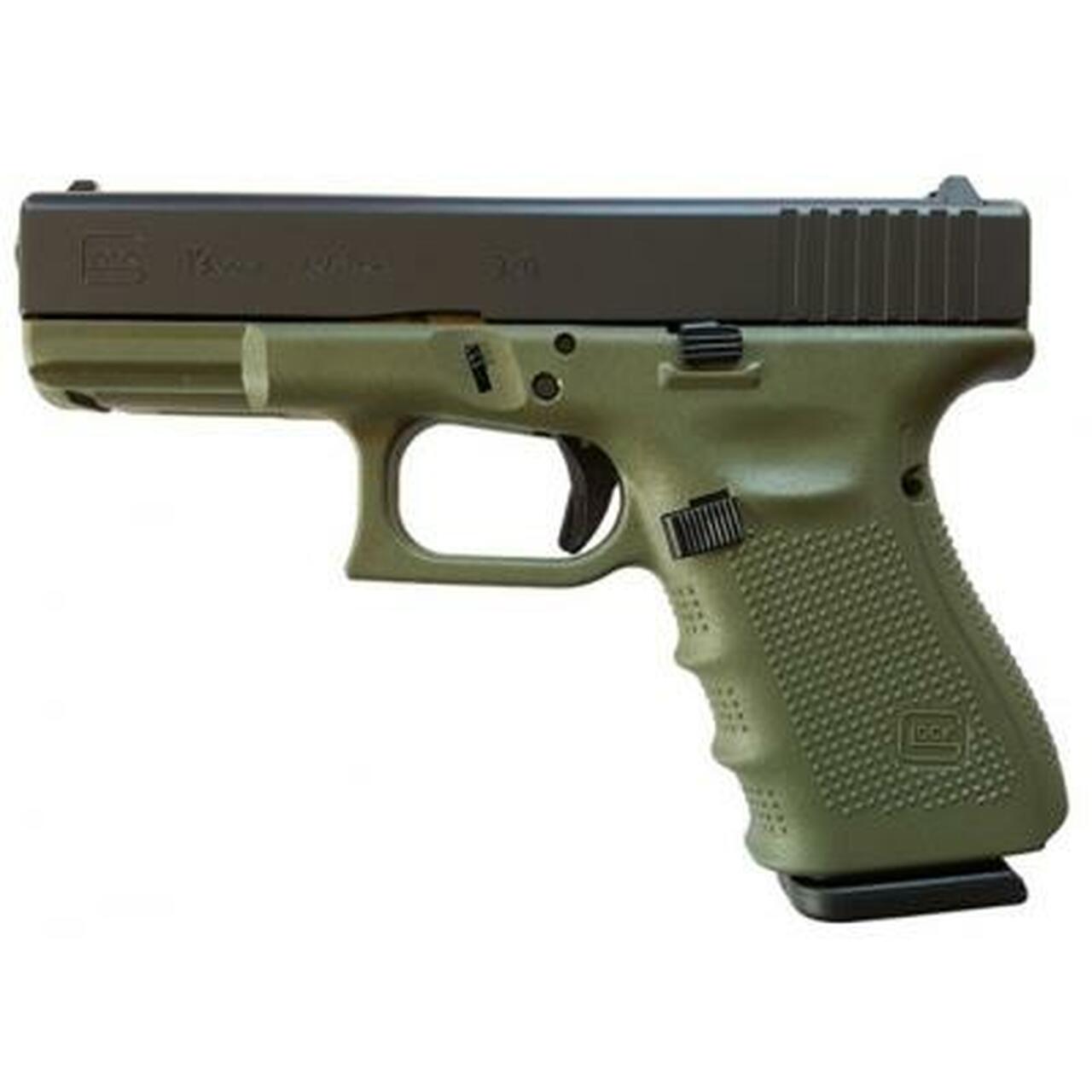 Image of Glock G19 Gen4 9mm, 4" Barrel Battelfield Green Frame 3- 15rd Mags