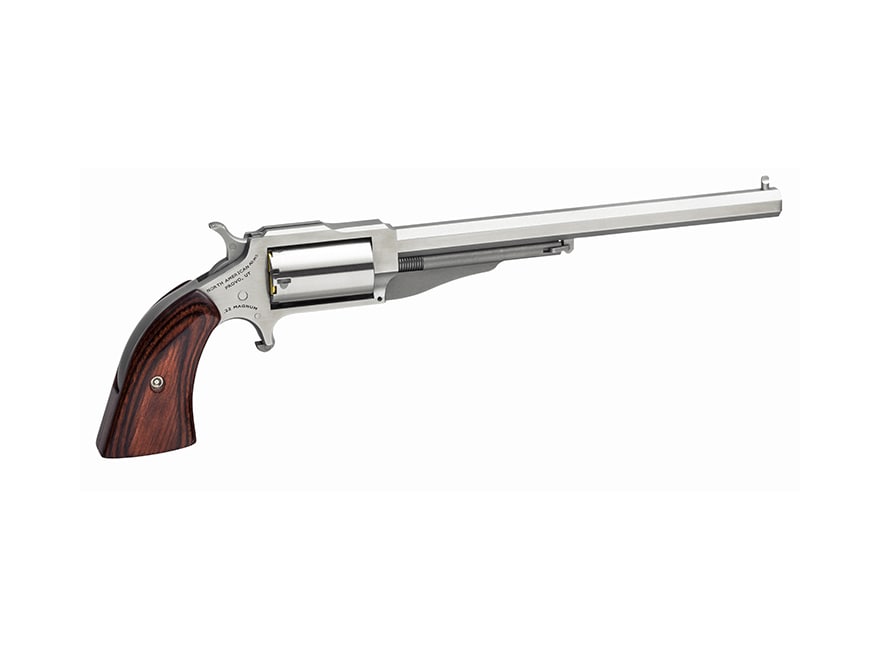 Image of North American Arms Hogleg Mini-Revolver Pistol 22 Winchester Magnum Rimfire (WMR) 6" Stainless Barrel, 5-Round Wood Grip