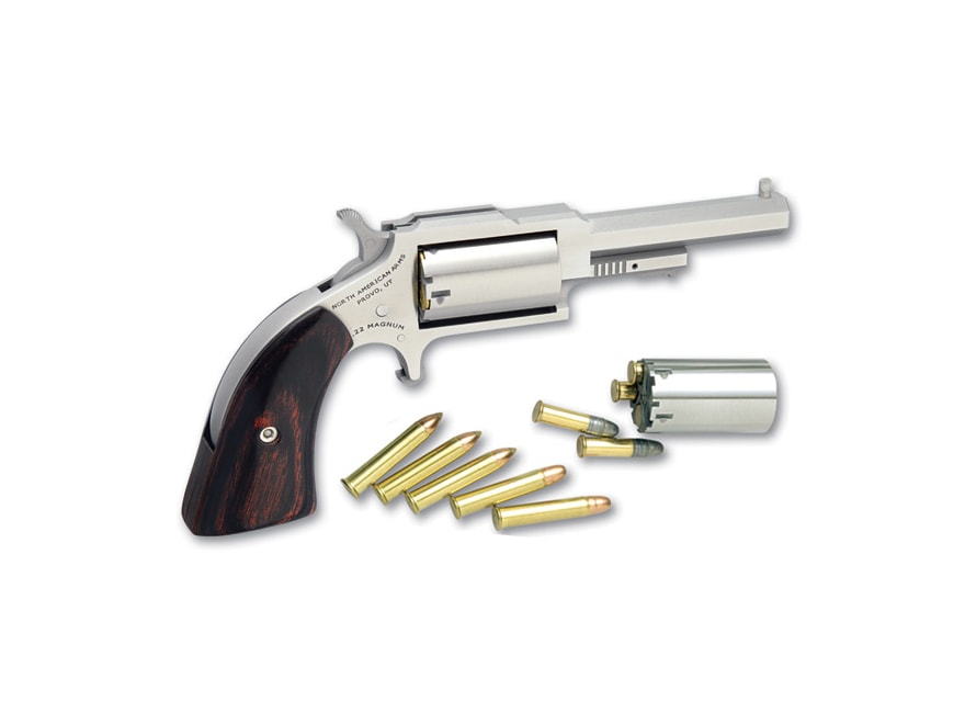 Image of North American Arms Sheriff Mini-Revolver Pistol 22 Long Rifle/22 Winchester Magnum Rimfire (WMR) 2.5" Matte Stainless Barrel, 5-Round Wood Grip