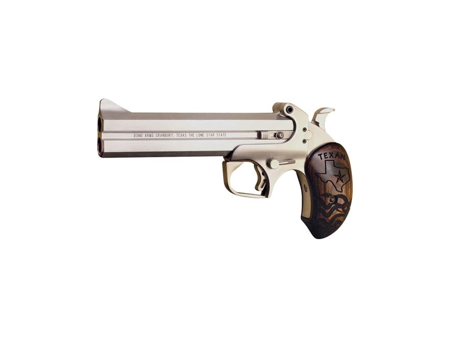 Image of Bond Arms Texan Pistol 45 Long (Long Colt) 410 Bore 6" Barrel 2-Round Stainless, Extended Rosewood Texas Grip