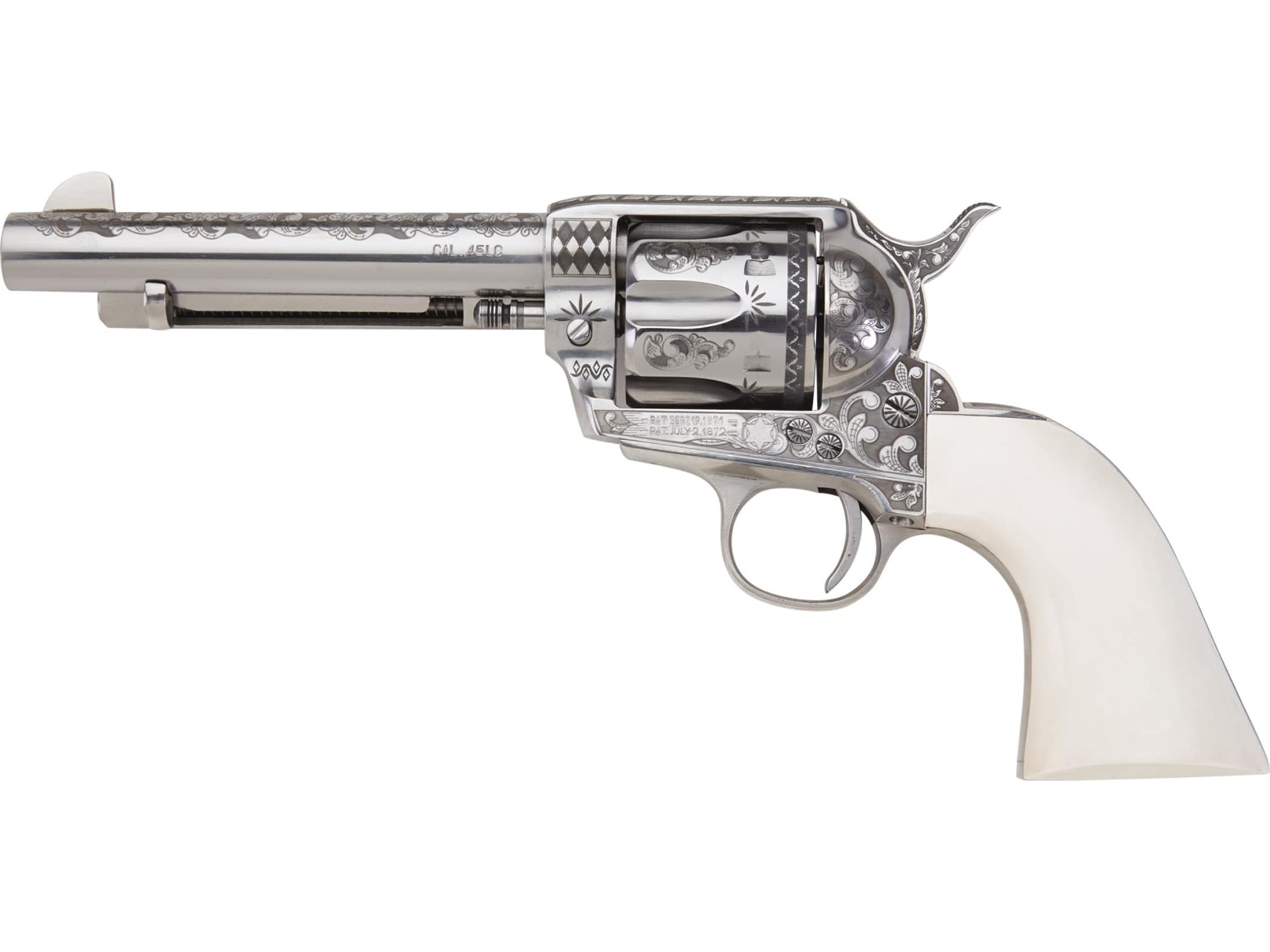 Image of EMF Company General Patton Pistol 357 Magnum 3.5" Stainless Barrel, 6-Round Stainless Engraved Frame Simulated Ivory Grip