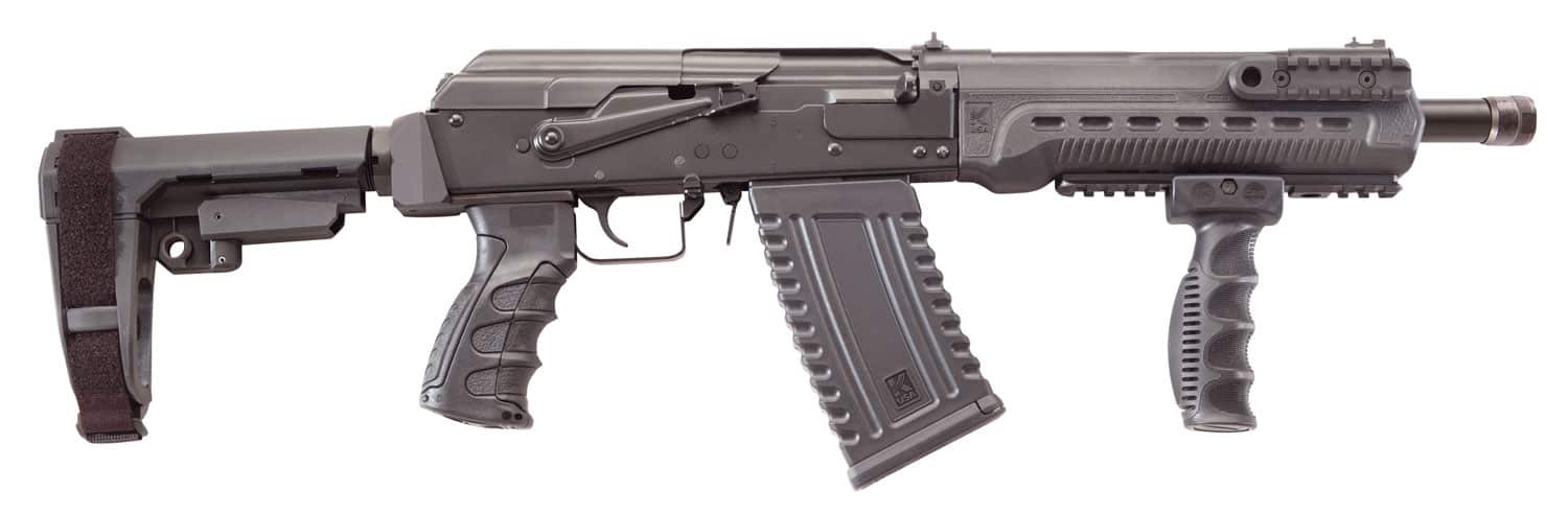 Image of Kalashnikov Komrad AK 12 Ga, 3", 12.5" Barrel, OAL 31.5", Black, SBA3 Brace, CAA Pistol, Forward Grip, 5rd Mags