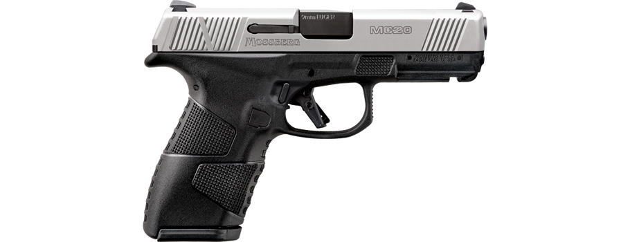 Image of Mossberg MC-2 Compact 9mm, 4" Barrel, Stainless Steel Slide, Two-Tone, Manual Safety, 3 Dot Sights, Flat Profile Trigger, 13rd and 15rd Mags