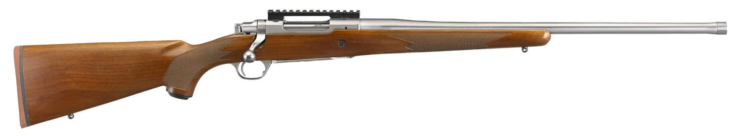 Image of Ruger Hawkeye Hunter 7MM Remington Magnum, 24" Free Floated Cold Hammer Forged Barrel, 5/8X24 Threads, Satin Stainless Finish, Walnut Stock, LC6 Trigger, 3rd