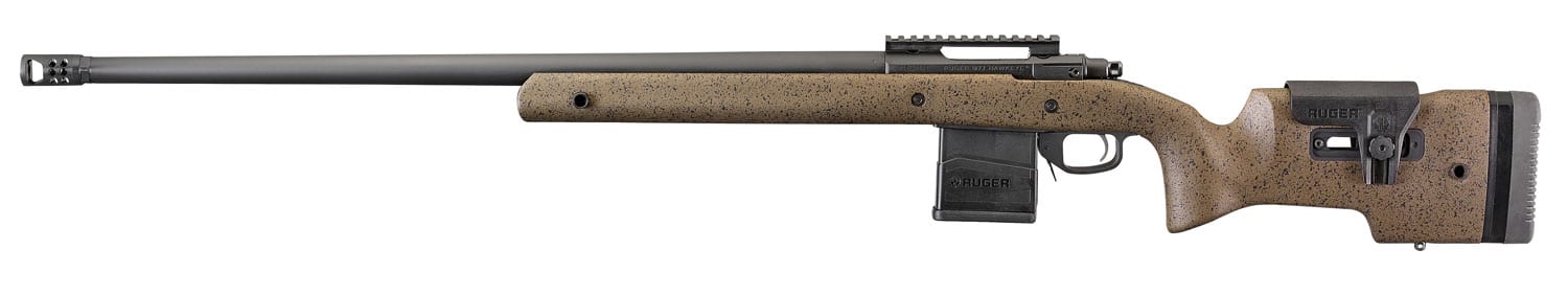 Image of Ruger Hawkeye Long Range Target 308 Win, 26" Heavy Target Barrel, 5/8X24 Threads, Matte Black, Speckled Target Stock, 20 MOA Base, AI Style Mag, 10rd