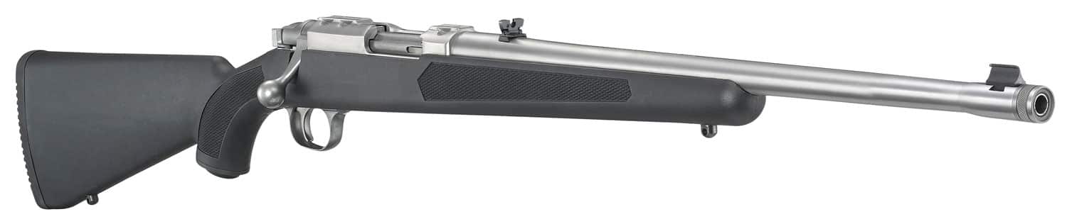 Image of Ruger 77 357 Magnum, 18.5" Threaded Barrel, 1/2X28 Threads, Stainless Finish, Adjustable Rear Sight, Bead Front Sight, 5rd
