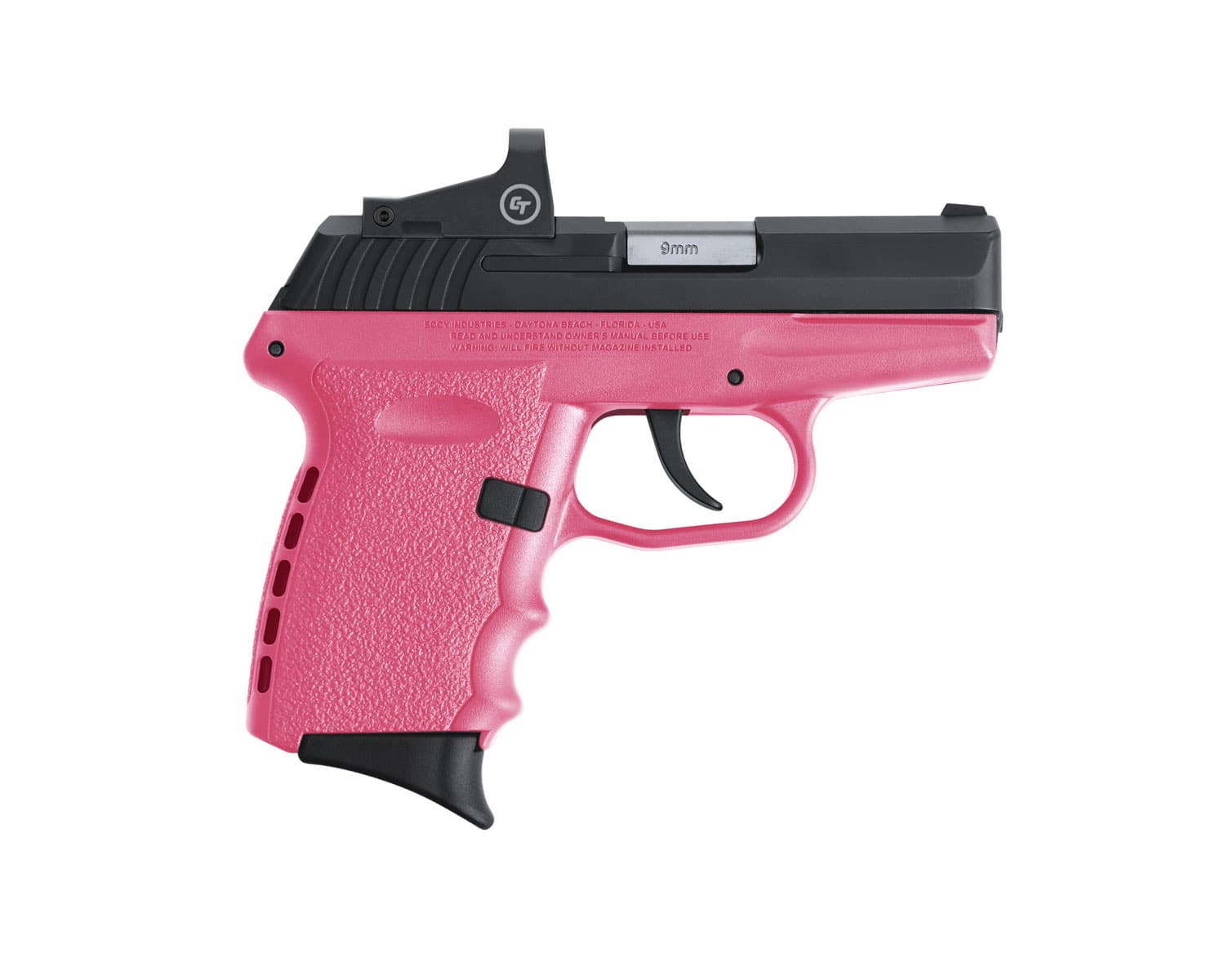 Image of SCCY Industries CPX-2 RD 9mm 3.10" 10+1 Black Nitride Stainless Steel Slide Pink Polymer Grip NMS CTS-1500 Red Dot