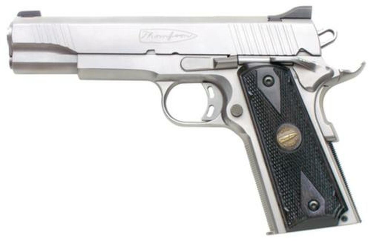 Image of Thompson A Custom 1911 Single Action 45 ACP 5"Brrel, Laminate Wood Grips, SS Finish, 7 Round Mag