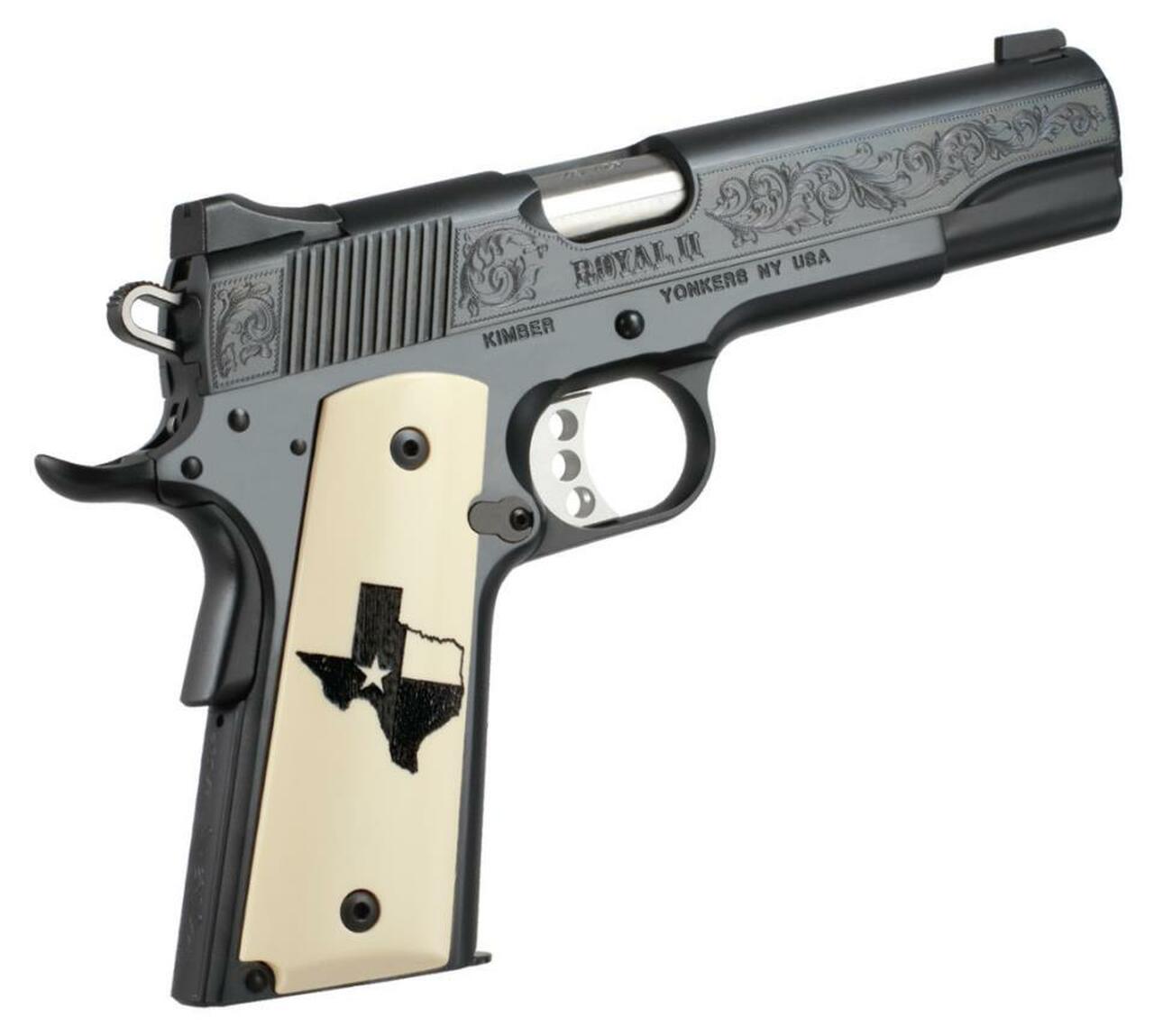 Image of Kimber Royal II Texas Limited Edition 45 ACP High Polished Deep Blue Bonded Ivory Grips