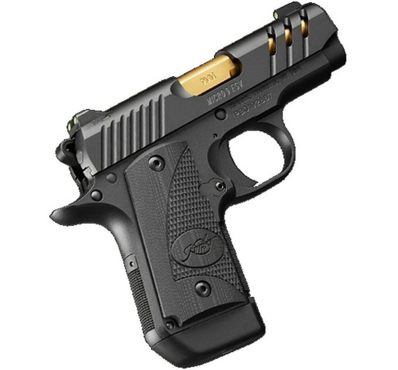 Image of Kimber Micro 9 ESV 9mm, 3.15", Black, TiN Gold Barrel, 7rd