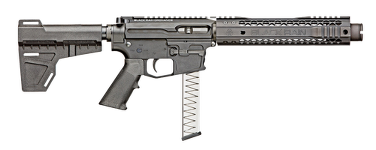Image of Black Rain Fallout CQB Pistol 9mm, 8.75" Barrel, Rear-Charging, Black, Shockwave Blade Brace 30rd Mag