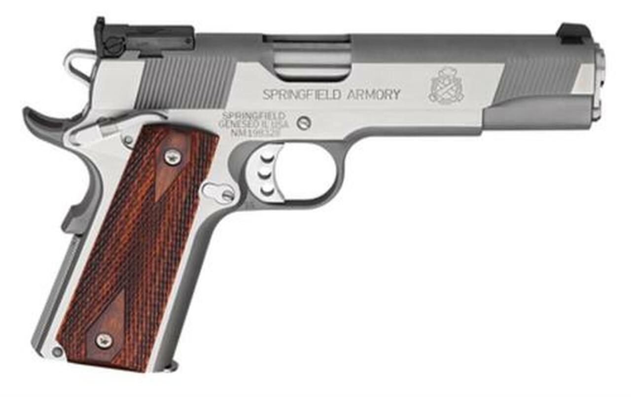 Image of Springfield 1911 Service Target Pistol 45 ACP, 5", Cocobolo Wood Grip, Stainless Finish, 7 Rd