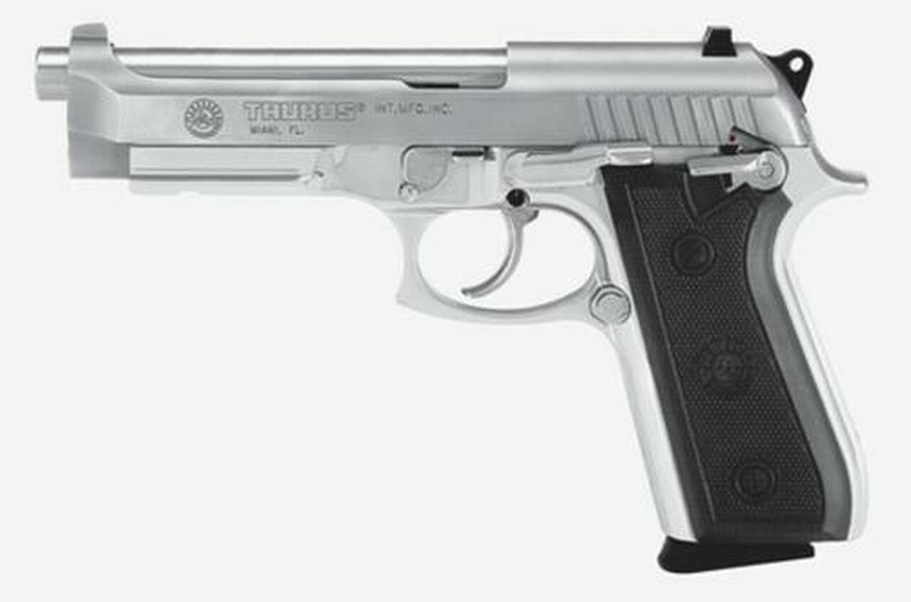 Image of Taurus 92 9mm, 5" Barrel, Fixed Sights, Stainless, Rail, 17rd