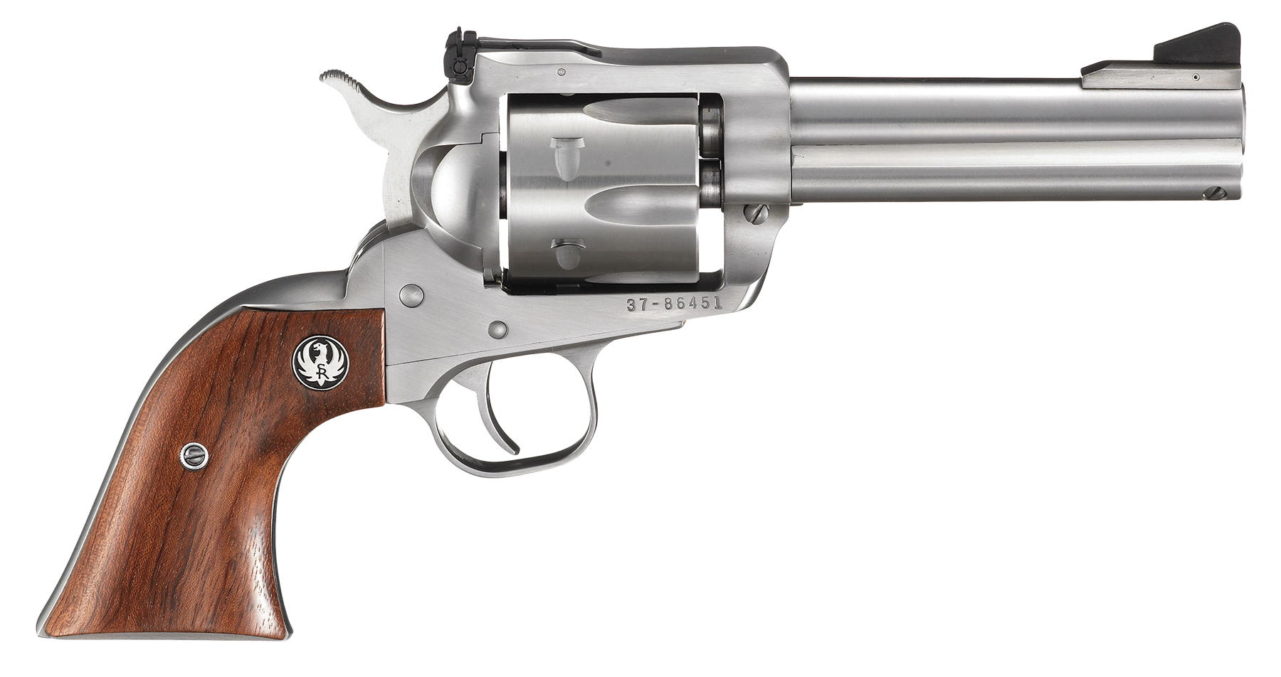 Image of Ruger Blackhawk 357 Magnum/38 Spl 4-5/8" Barrel SS 6rd Hardwood Grip