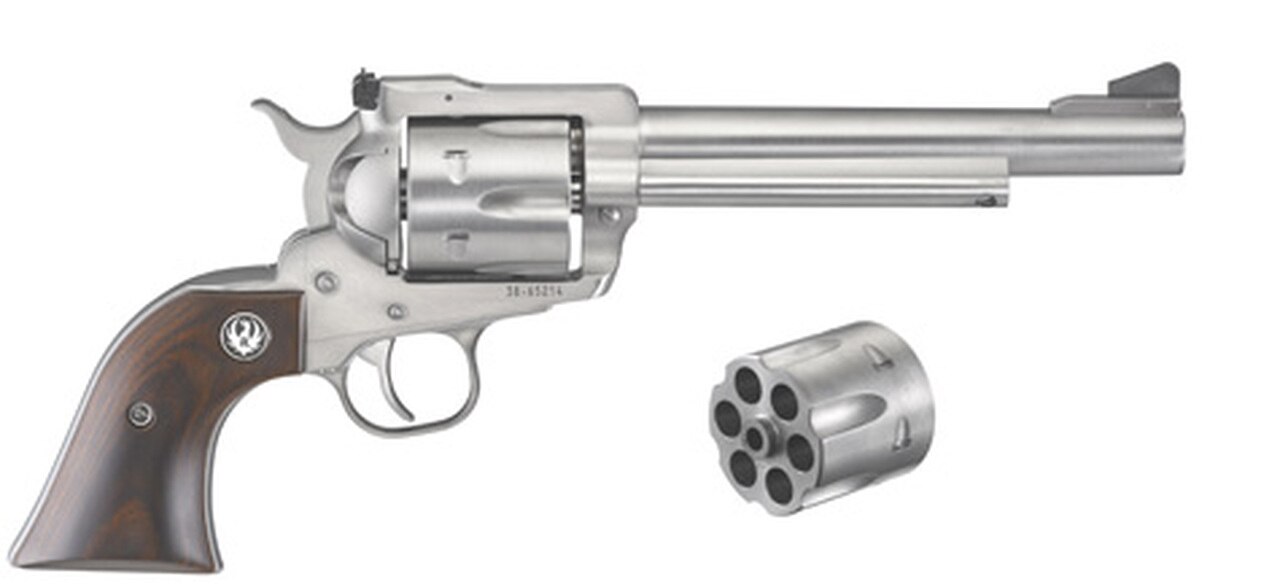 Image of Ruger Blackhawk Convertible 10 MM & 40 SW 6.5" Barrel Stainless Steel, Rosewood Grips