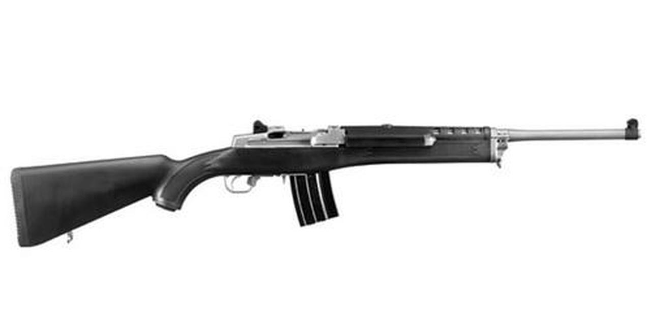 Image of Ruger Mini-14 Ranch Rifle 5.56 Nato, 18.5" Barrel Matte Stainless, Black Synth Stock, 20rd Mag