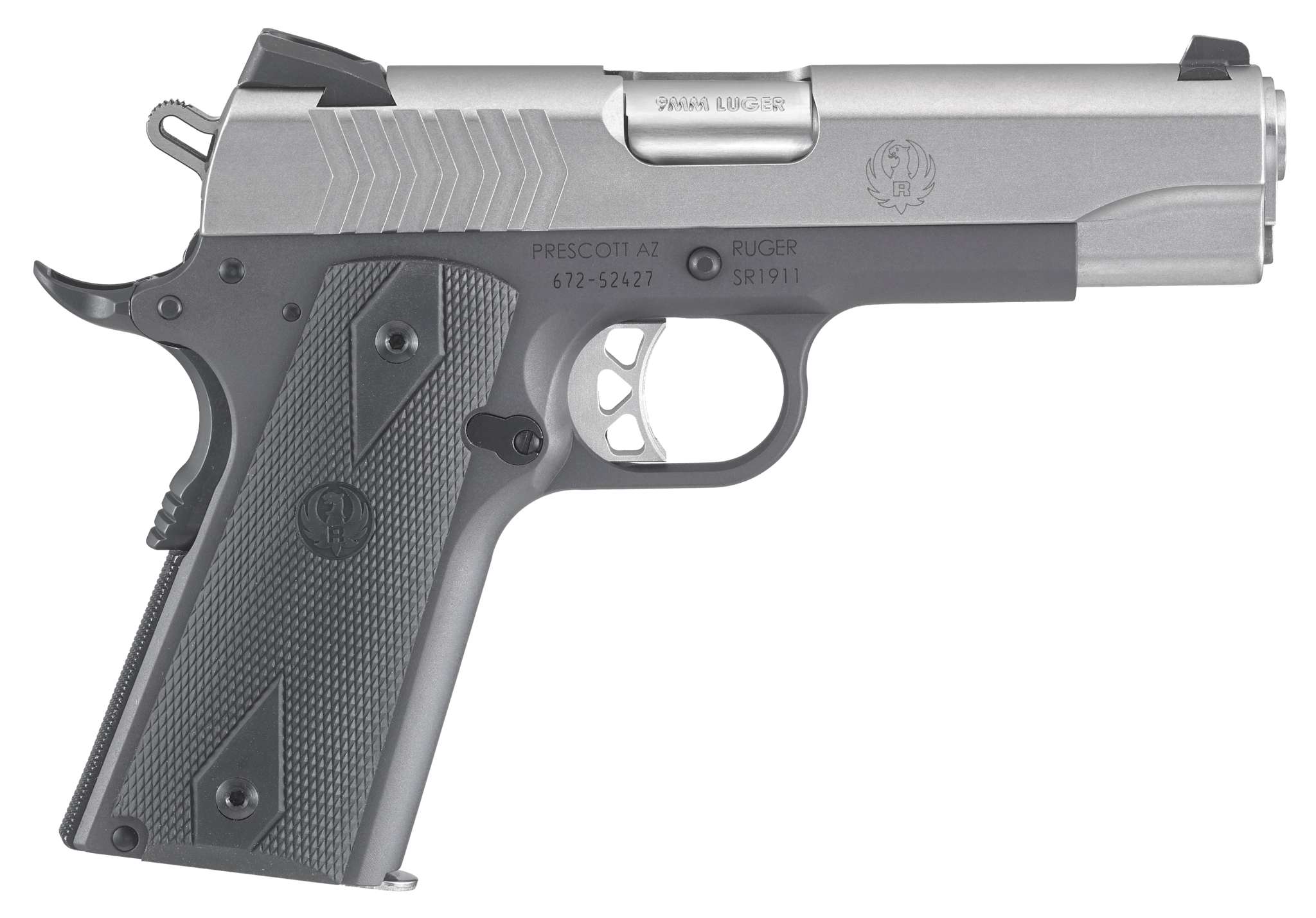 Image of Ruger SR1911 Commander Pistol, 9mm, 4.25", Rubber Grip, 9rd, Two Tone