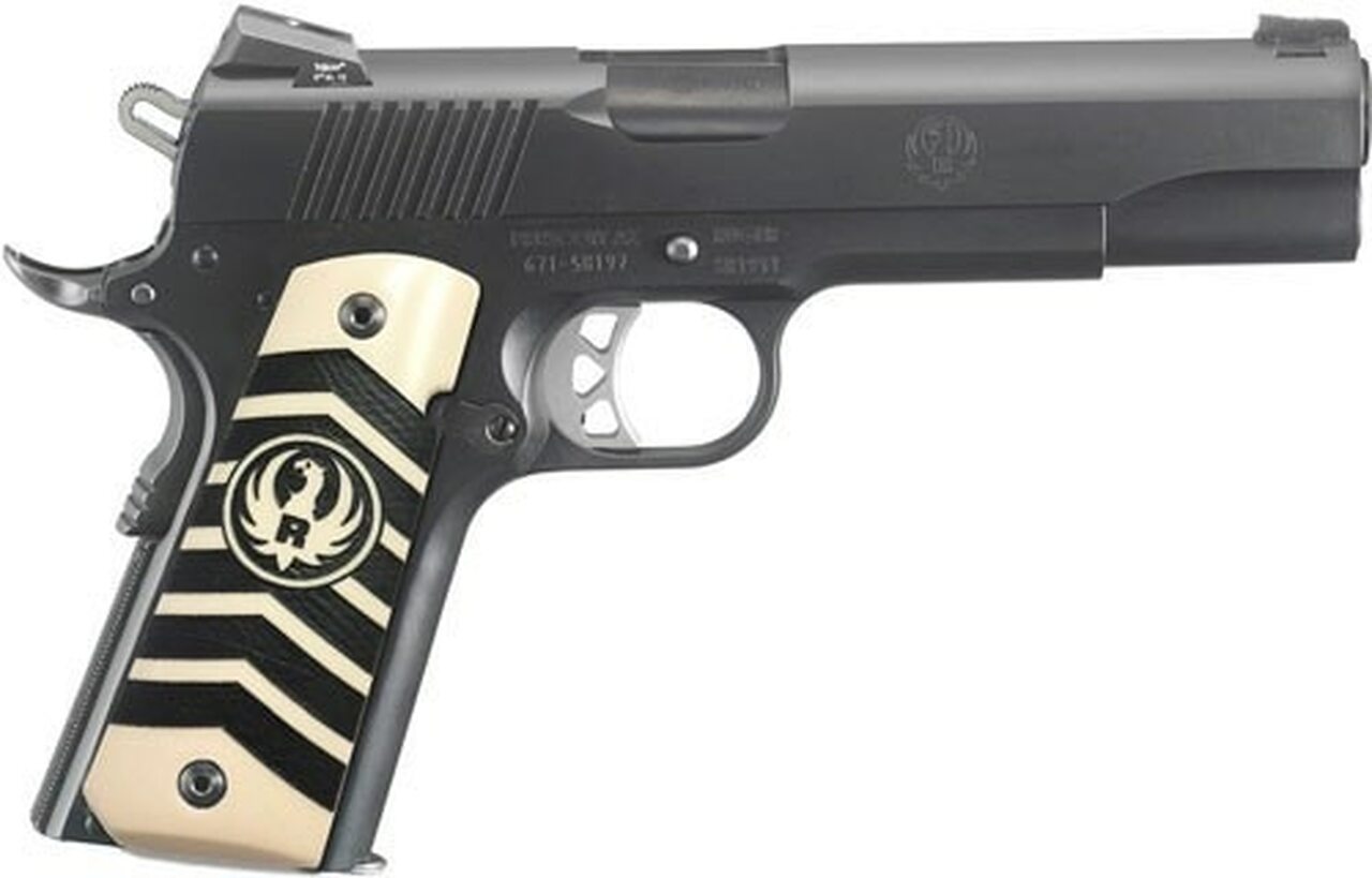 Image of Ruger SR1911 Govt 10MM 5" Barrel Night Sights, Ivorylite/Chevron Grips 8rd Mag