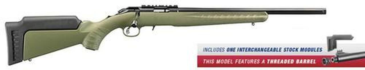 Image of Ruger American Rifle Predator Bolt 22 WMR 18" Threaded Barrel,, Synthetic ODG Stock Blued, 9 rd