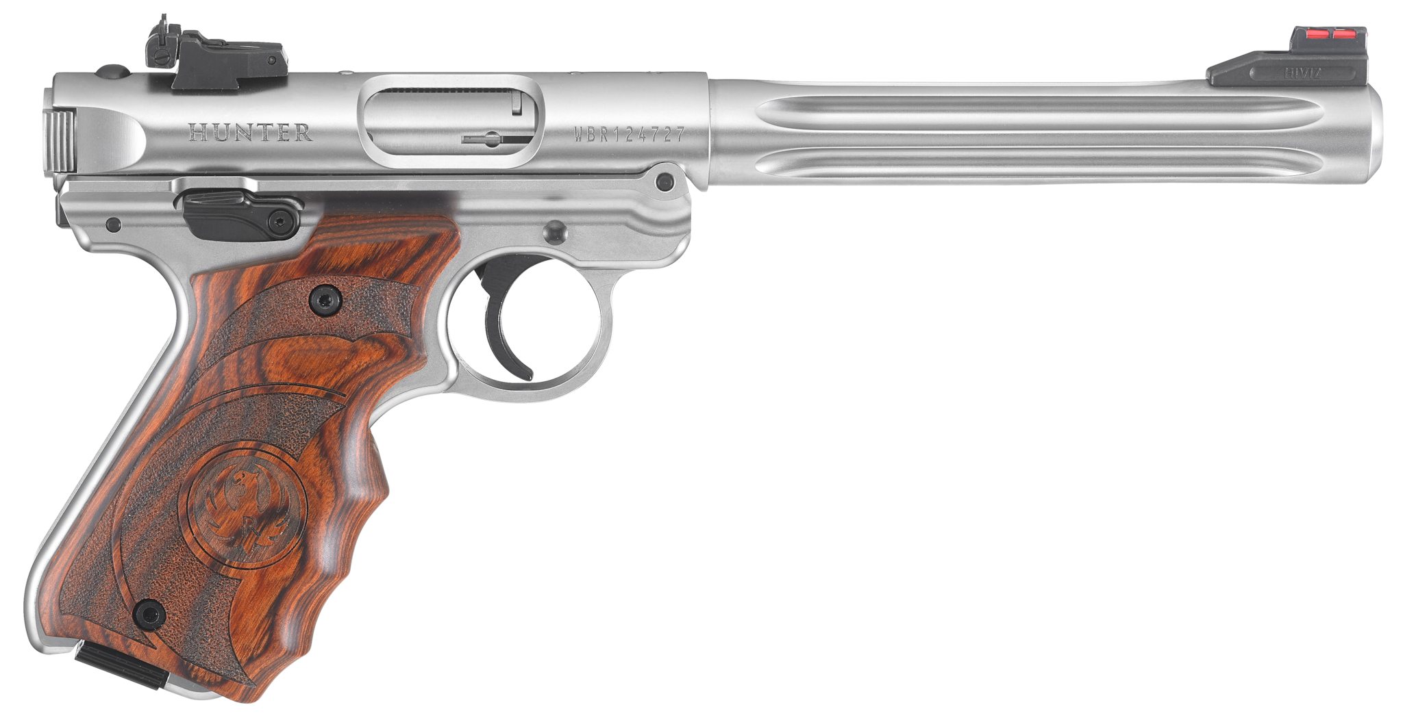 Image of Ruger Mark IV Hunter 22LR 6.88" Fluted Bull Barrel SS Target Laminate Grip 10rd Mag