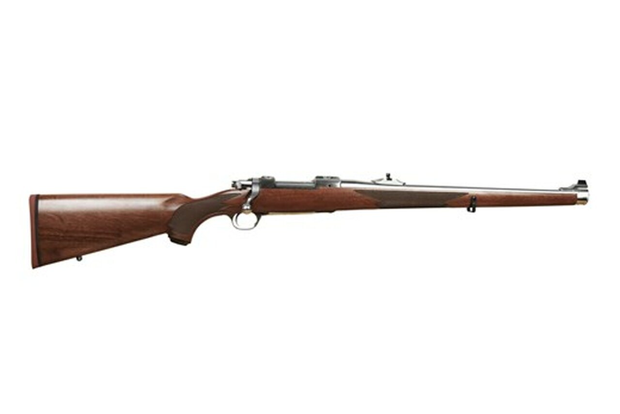 Image of Ruger M77 MkII International 243 Win 18.5" Barrel Full Walnut Stock, Brushed SS Finish