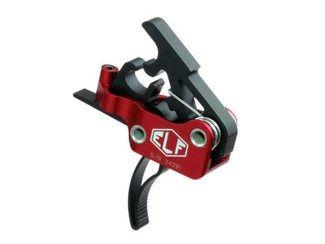 Image of Elftmann Tactical 3-Gun Trigger, Curved, Drop-In, 2.75-4lbs, Black/Red