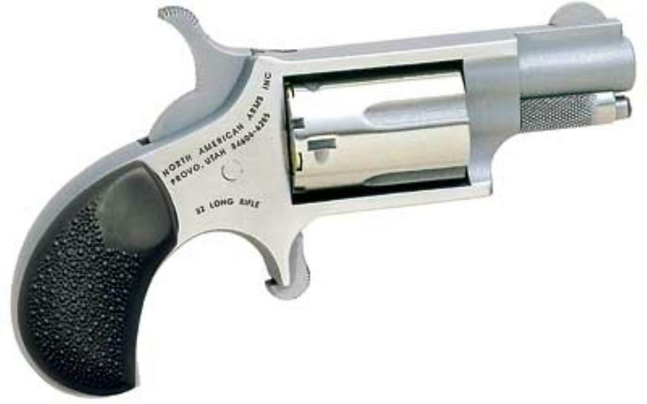 Image of NAA, Mini Revolver 22LR, 1.625" Barrel, Stainless Finish, Checkered Rubber Grips, 5Rd
