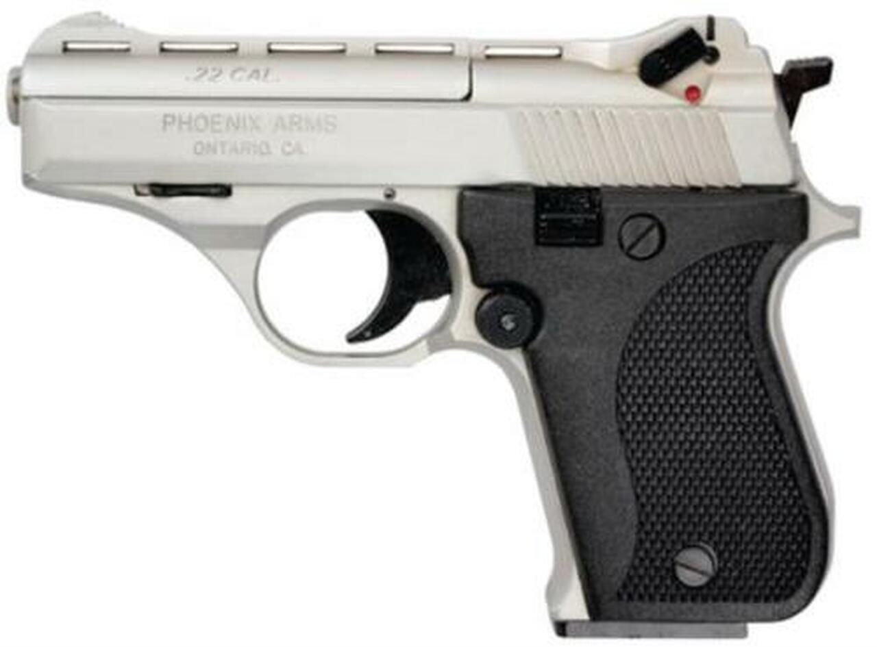 Image of Phoenix Model HP22 Pistol, 22LR, 3", Nickel, Black Grips, 10 Round Mag