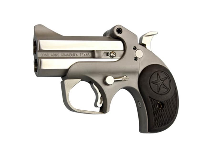 Image of Bond Arms Rough N Rowdy Pistol 45 Colt (Long Colt) 410 Bore 3" Stainless Barrel, 2-Round Stainless Frame Rubber Grip Black