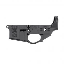 Image of Spikes Tactical Multi-Caliber Viking Logo Stripped Lower Receiver, Hardcoat Anodized Black - STLS031