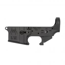 Image of Spikes Tactical Multi-Caliber Spider Logo Stripped Lower Receiver, Hardcoat Anodized Black, Fire/Safe Selector - STLS018