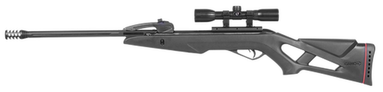 Image of Gamo Swarm Fox, Air Rifle, .177 Pellet, Black, Synthetic Stock, Spring Piston, 4x32 Scope, 10 Round, 1250 Feet per Second