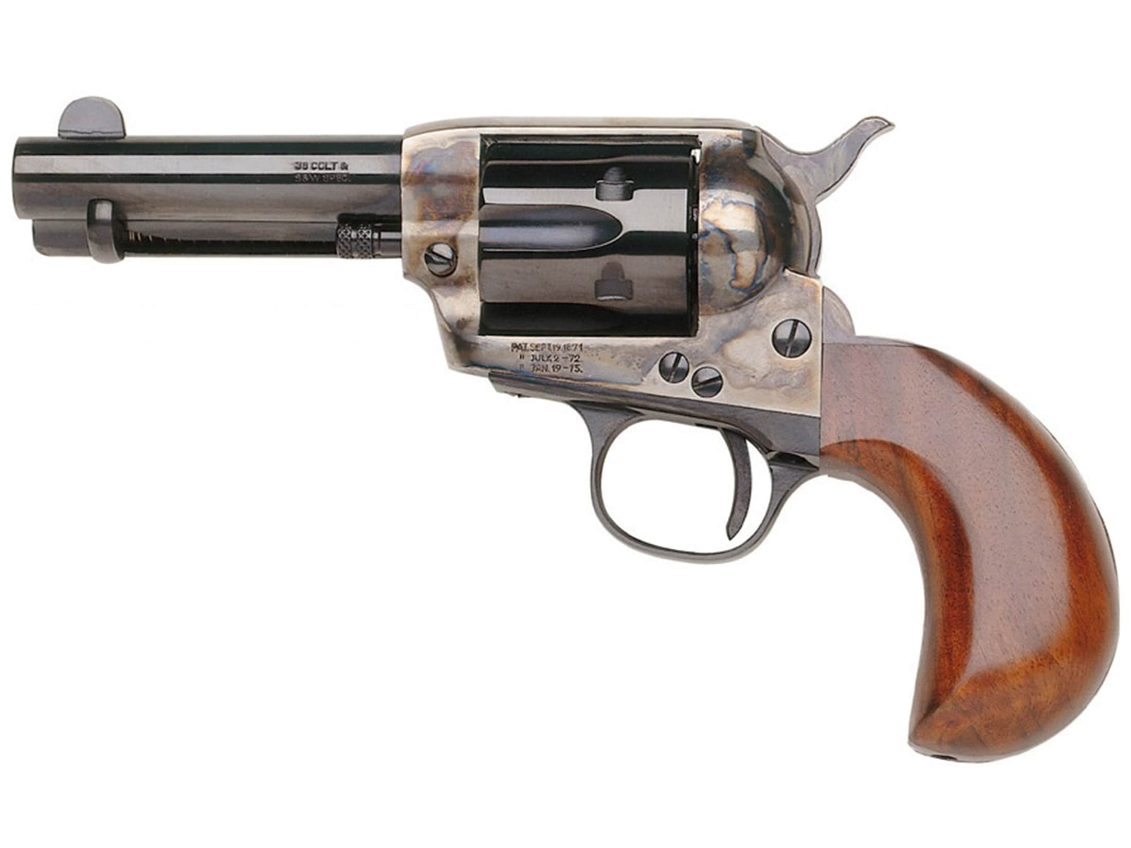 Image of Taylor's & Co Stallion Birdshead Single Action Revolver 38 Special 3.5" Blued Barrel Case Hardened Steel Frame Birdshead Walnut Grips 6 Round